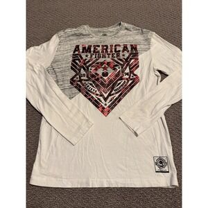 American Fighter Long Sleeve T-Shirt Premium Athletics Mens Medium White Clean